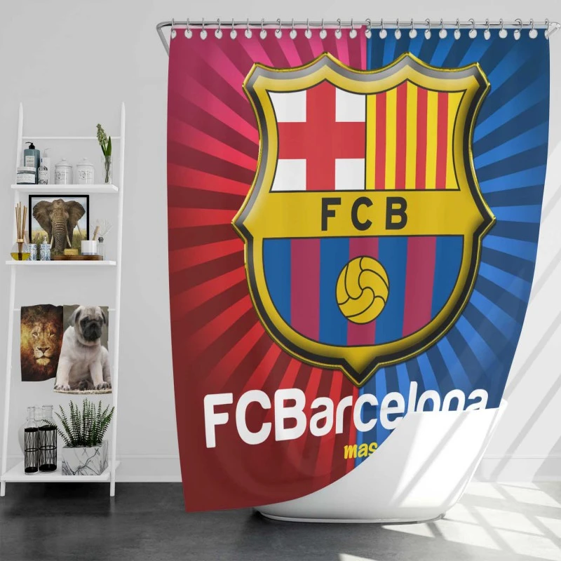 Fc Barcelona Largest Social Media Following Team Shower Curtain
