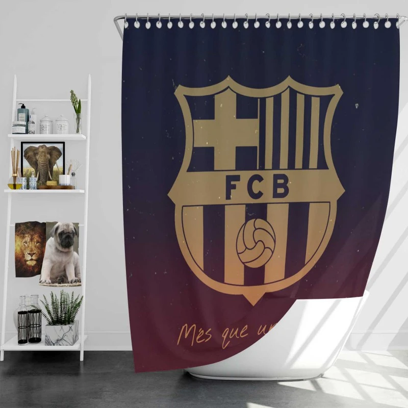 Fc Barcelona Competitive Soccer Team Shower Curtain