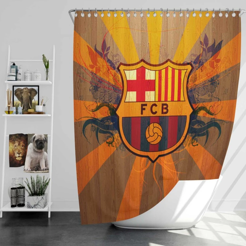 Fc Barcelona Super Copa De Espana Winning Team Shower Curtain