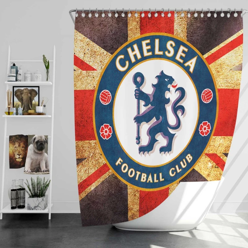 Chelsea Fc Logo In British Flag Shower Curtain