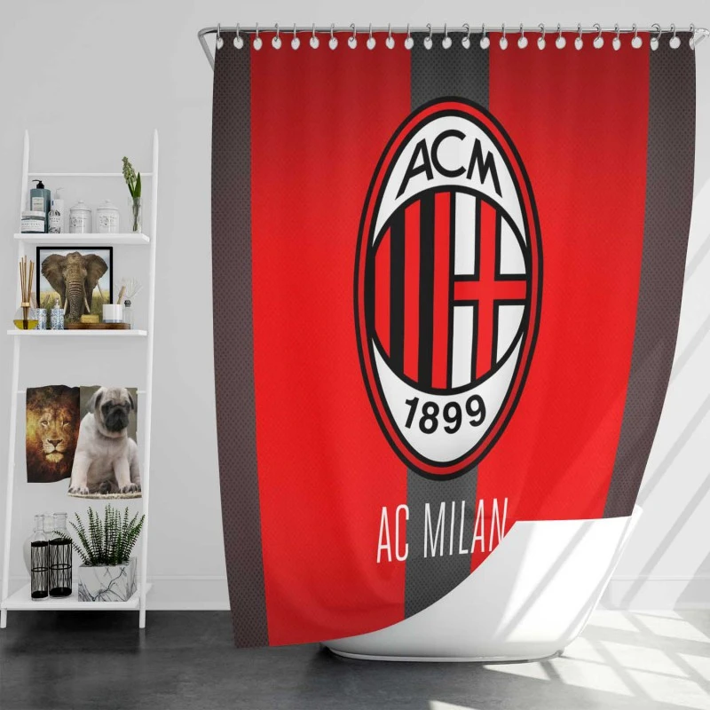 Serie A Football Soccer Club Logo Ac Milan Shower Curtain
