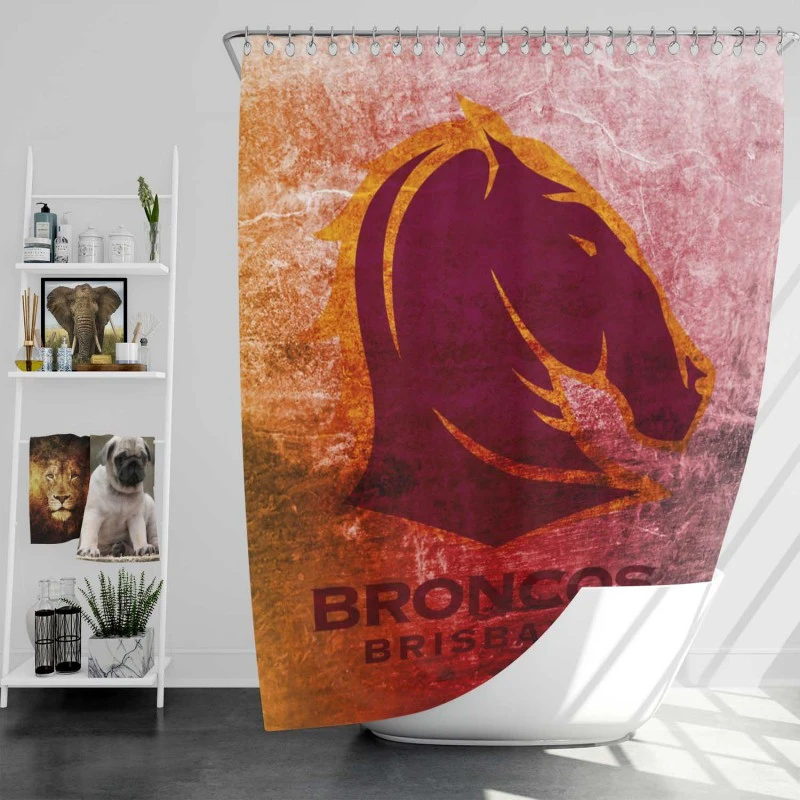 Brisbane Broncos Professional Nrl Rugby Team Shower Curtain