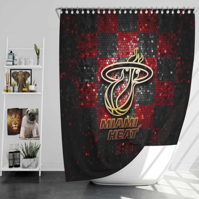 Strong Nba Basketball Team Miami Heat Shower Curtain