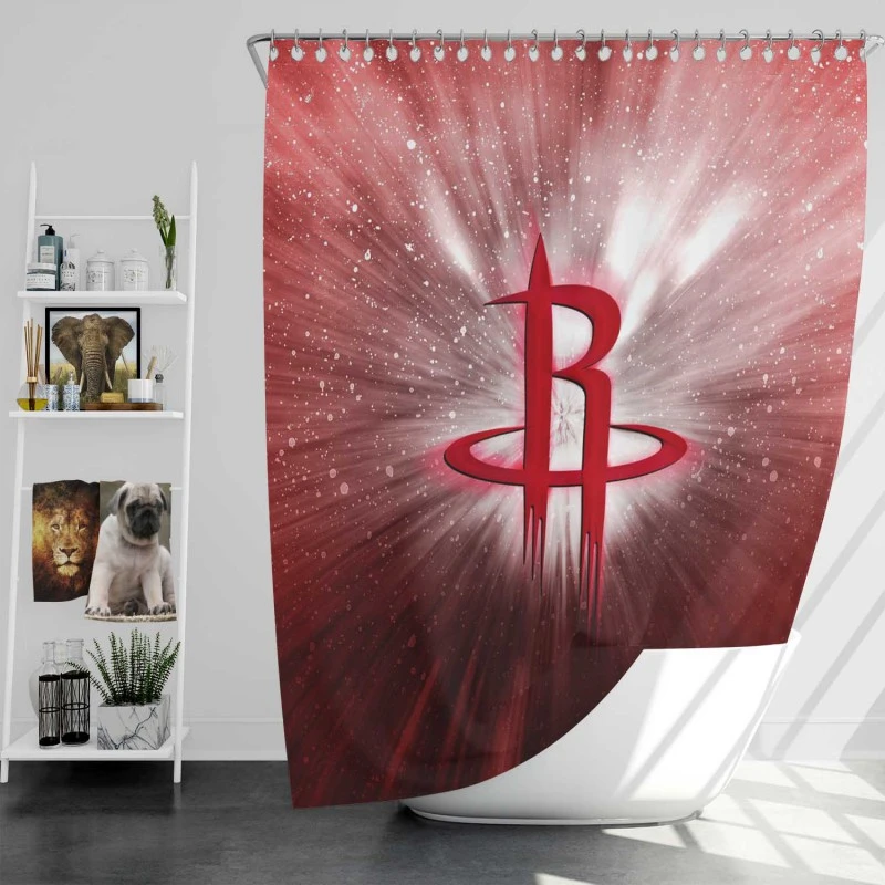 Houston Rockets Famous Nba Basketball Club Logo Shower Curtain
