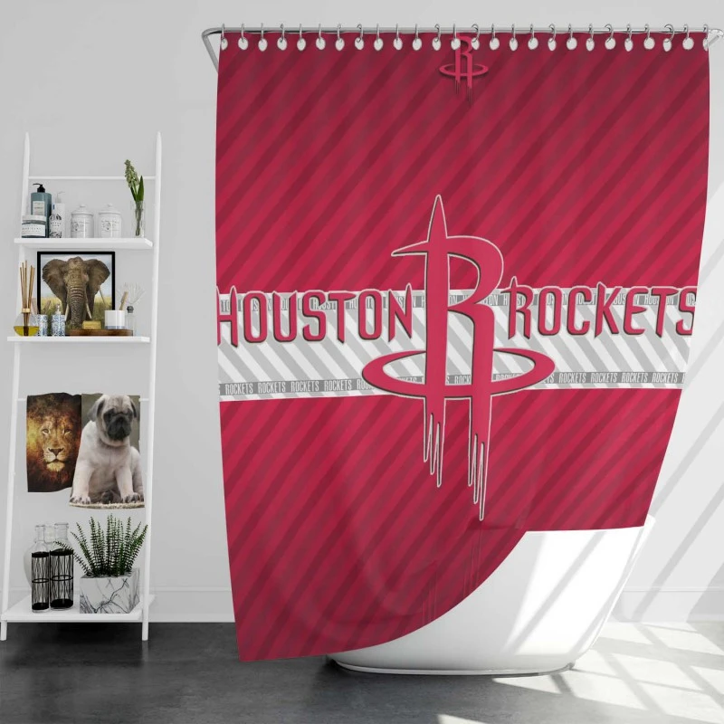 Houston Rockets Energetic Nba Basketball Team Shower Curtain