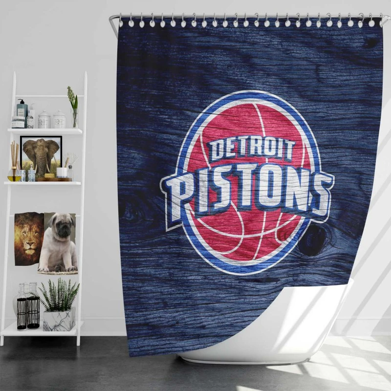 Detroit Pistons Powerful Nba Basketball Club Shower Curtain