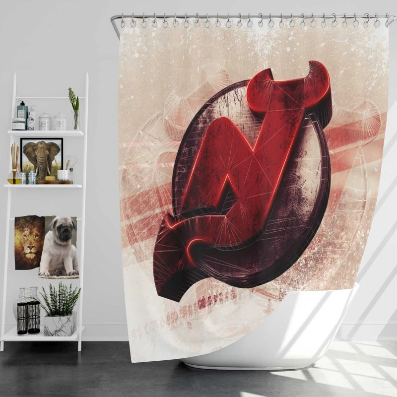 New Jersey Devils Excellent Nhl Hockey Team Shower Curtain