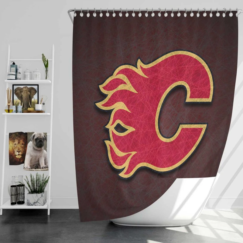 Calgary Flames Classic Nhl Hockey Team Shower Curtain