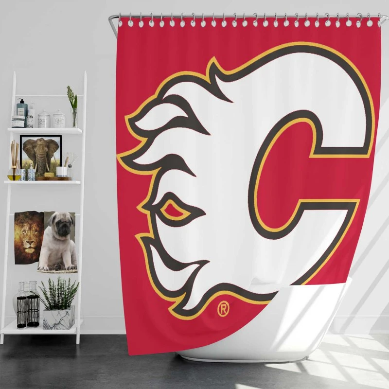 Calgary Flames Professional Nhl Hockey Team Shower Curtain