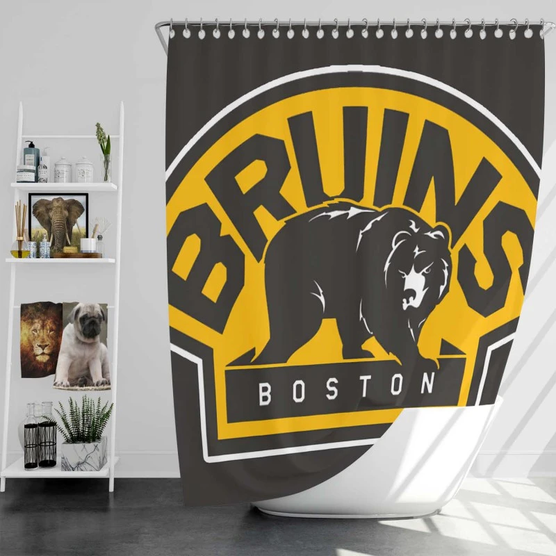 Boston Bruins Popular Nhl Ice Hockey Team Shower Curtain