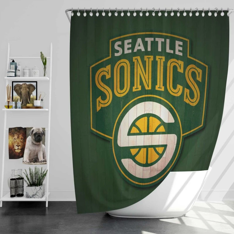 Professional Seattle Supersonics Basketball Team Shower Curtain