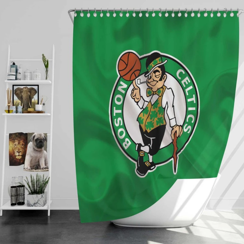 Boston Celtics Powerful Nba Basketball Club Logo Shower Curtain