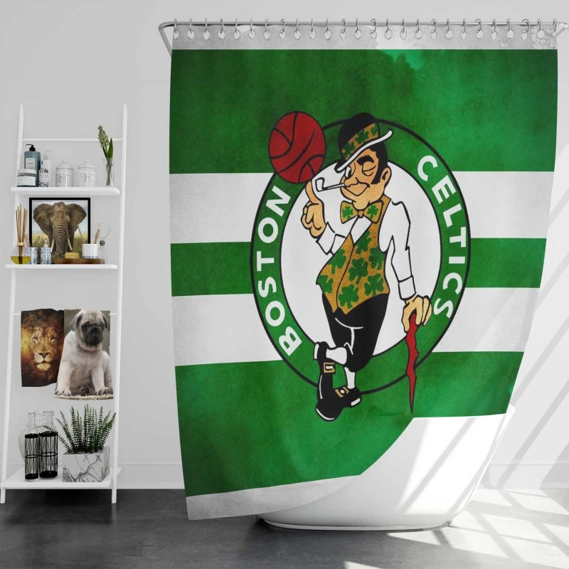 Boston Celtics Energetic Nba Basketball Club Shower Curtain