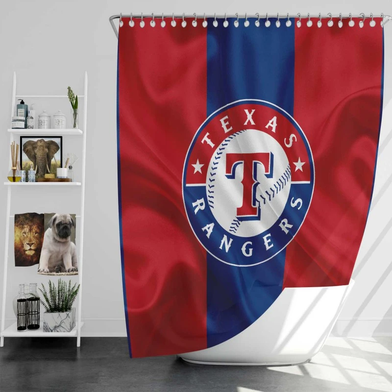Professional Mlb Texas Rangers Logo Shower Curtain
