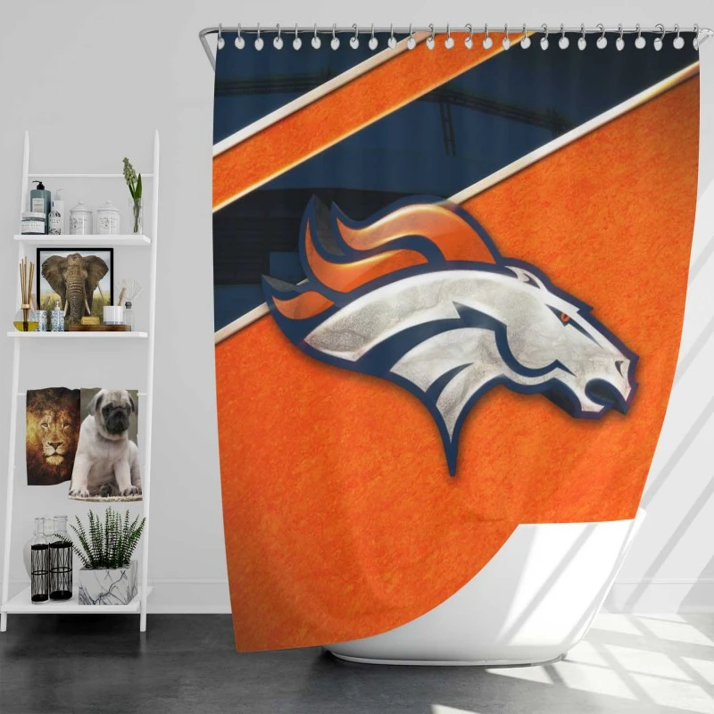 Energetic Nfl Football Denver Broncos Team Shower Curtain
