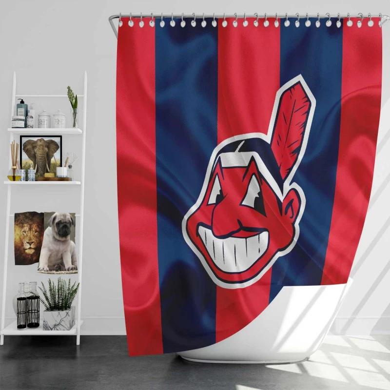 Cleveland Indians Energetic Mlb Baseball Team Shower Curtain