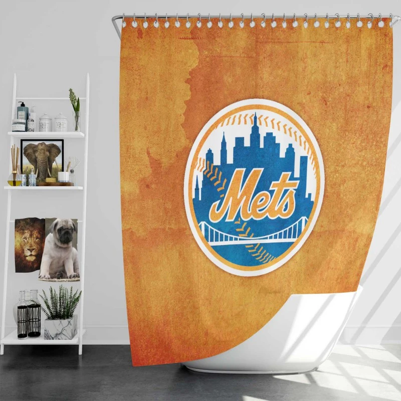 New York Mets Excellent Mlb Baseball Club Shower Curtain