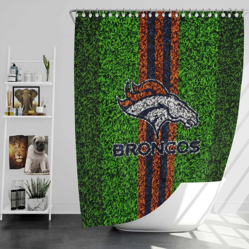 Grass Design Nfl Denver Broncos Logo Shower Curtain
