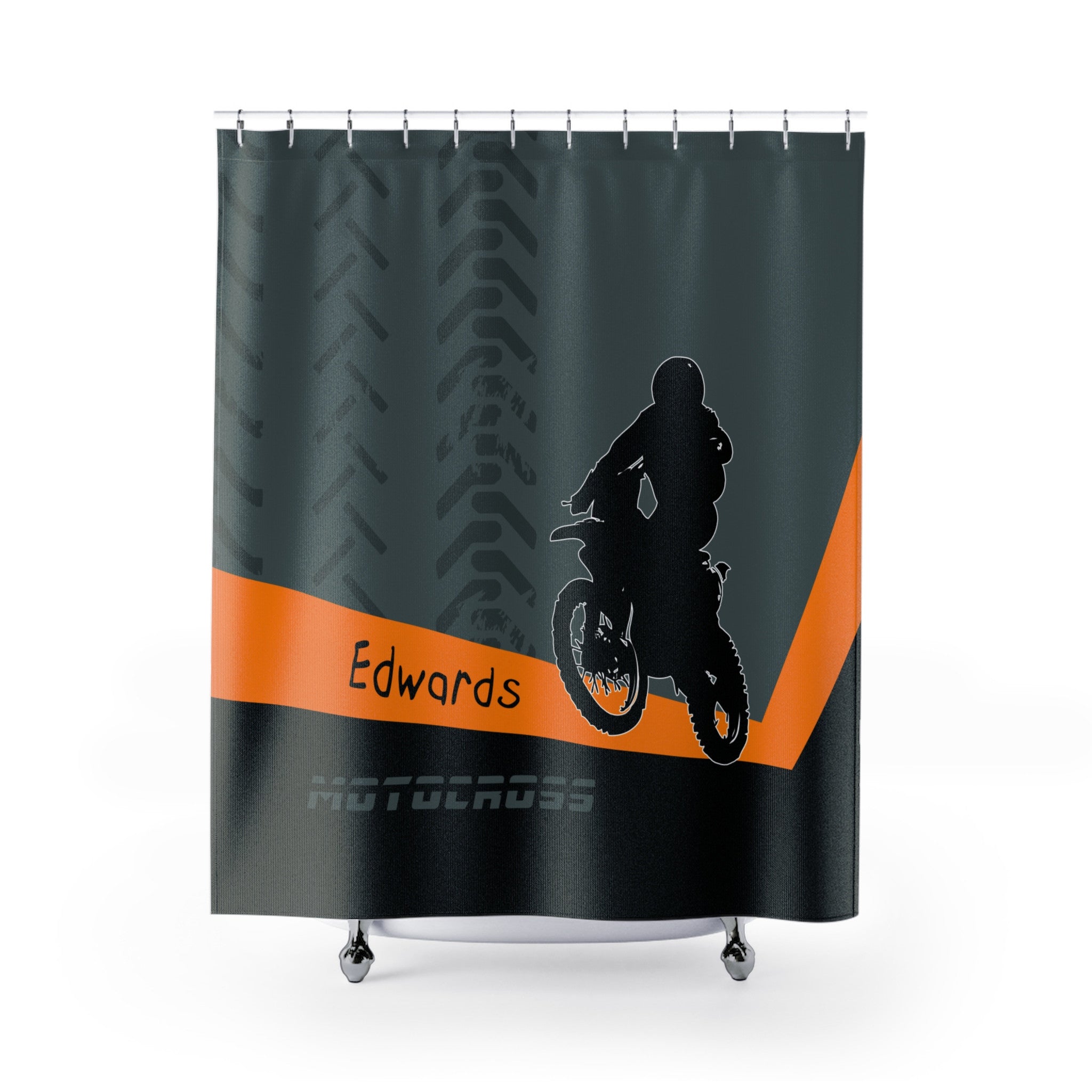 Motocross Shower Curtain, Motorcycle Bathroom Decor