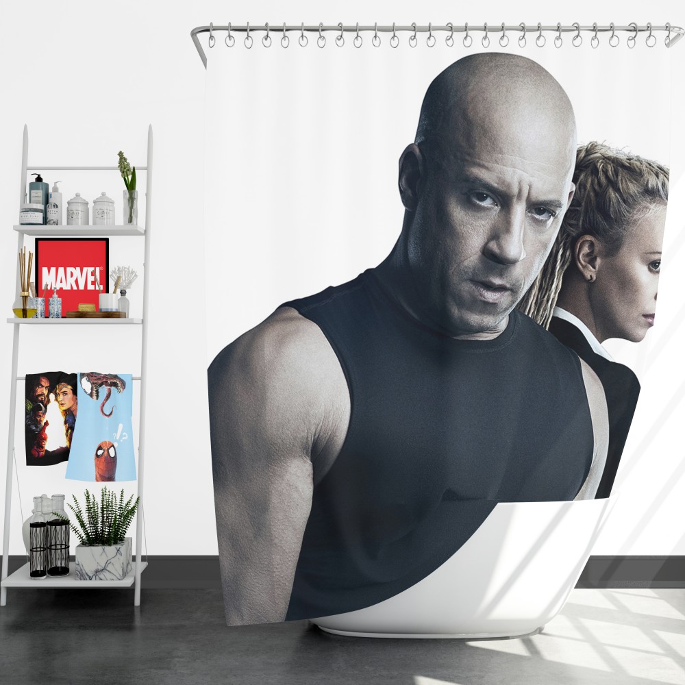 The Fate Of The Furious Vin Diesel Charlize Theron Shower Curtain