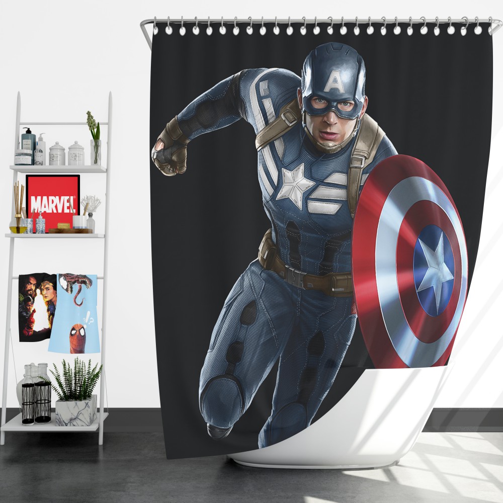 Captain America Superheroes Marvel Comics Shower Curtain