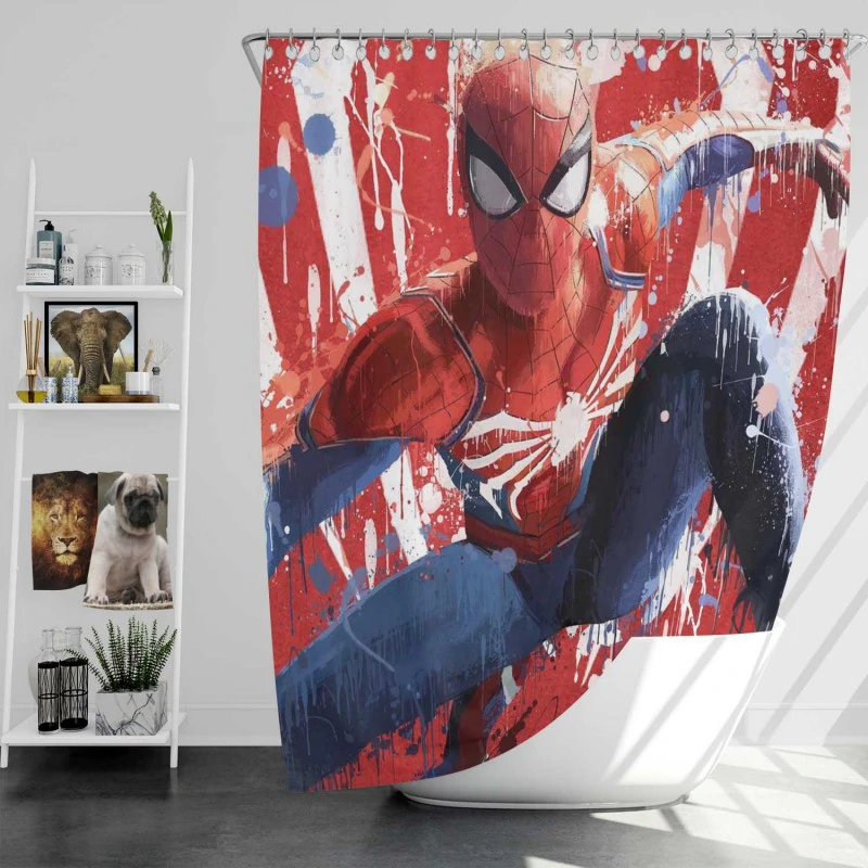 Spider-Man Ps4 Marvel Bath Shower Curtain