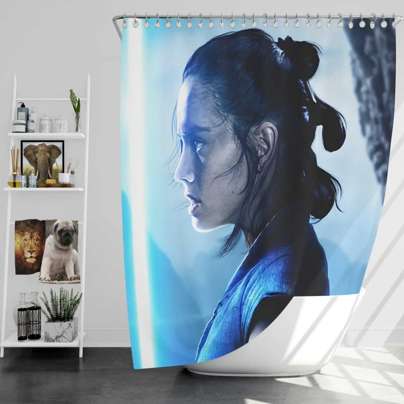 Rey Lightsaber In Star Wars The Last Jedi Movie Bath Shower Curtain