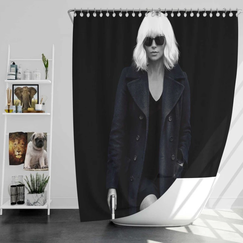 Charlize Theron In Atomic Blonde Movie Bath Shower Curtain