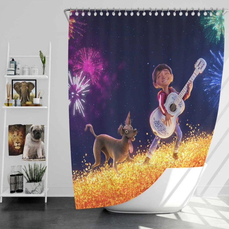 Coco Movie Miguel Rivera Dante Bath Shower Curtain