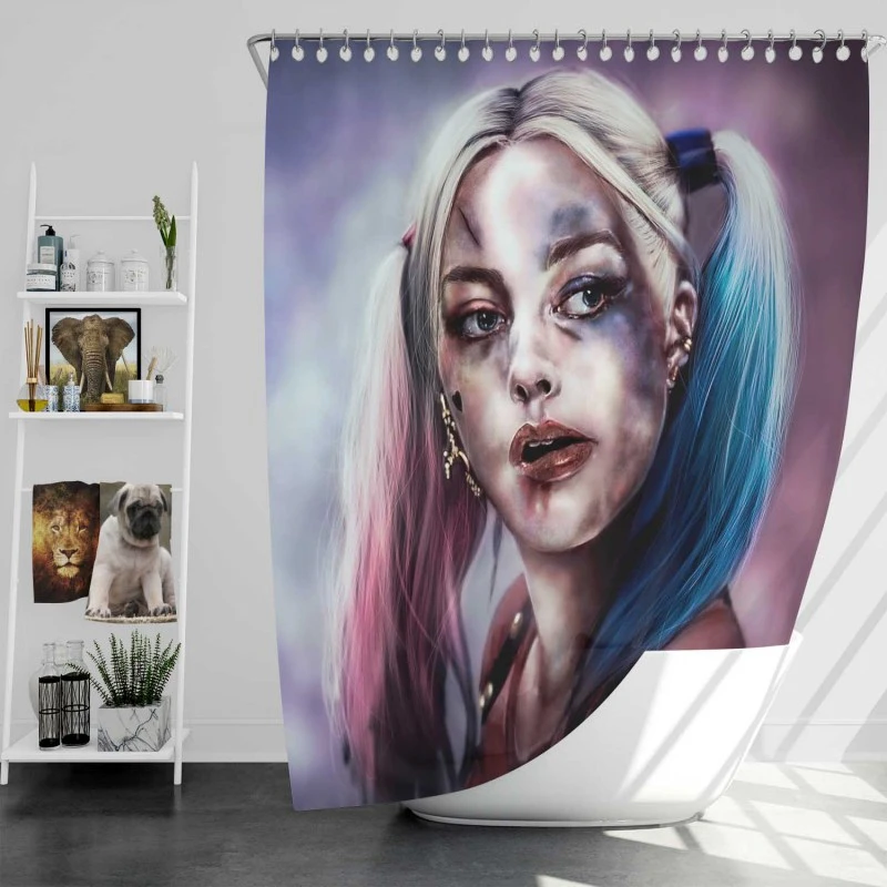 Suicide Squad Movie Harley Quinn Bath Shower Curtain