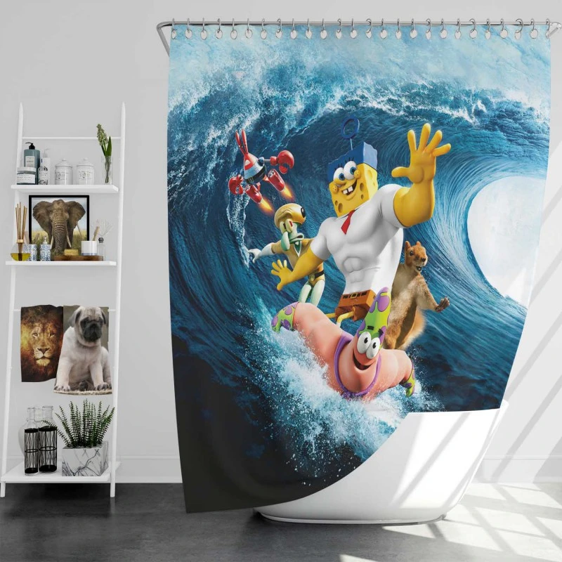 The Spongebob Movie Sponge Out Of Water Movie Patrick Star Bath Shower Curtain