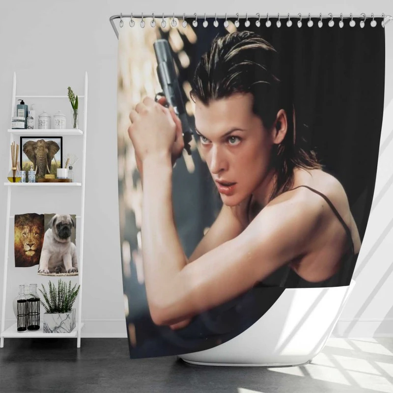 Resident Evil Movie Milla Jovovich Bath Shower Curtain