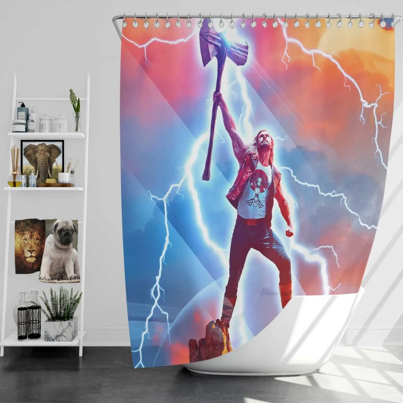Thor Love And Thunder Movie Chris Hemsworth Bath Shower Curtain