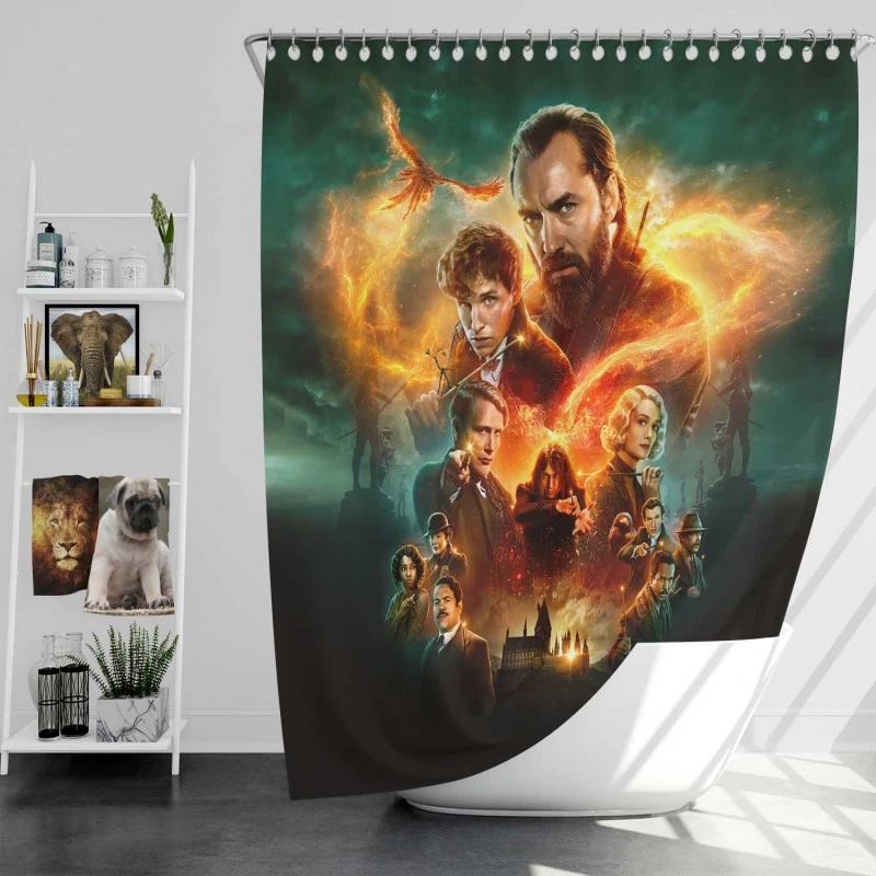 Fantastic Beasts The Secrets Of Dumbledore Movie Bath Shower Curtain