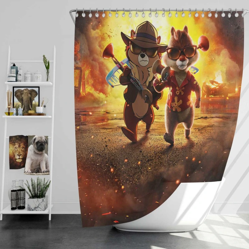 Chip N Dale Rescue Rangers Kids Movie Bath Shower Curtain