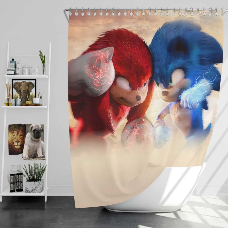 Sonic The Hedgehog 2 Movie Knuckles The Echidna Bath Shower Curtain