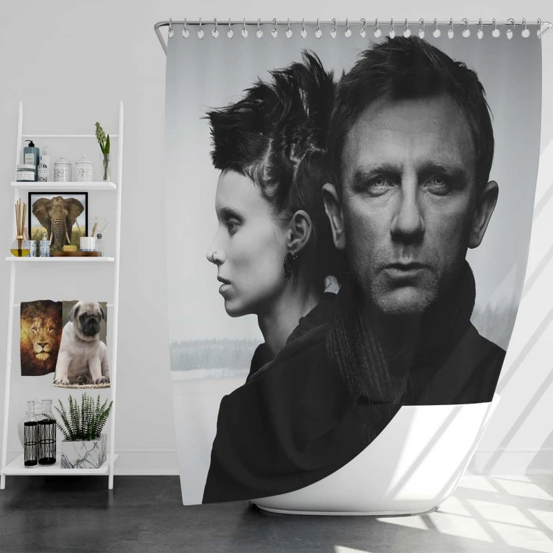 The Girl With The Dragon Tattoo Movie Daniel Craig Bath Shower Curtain