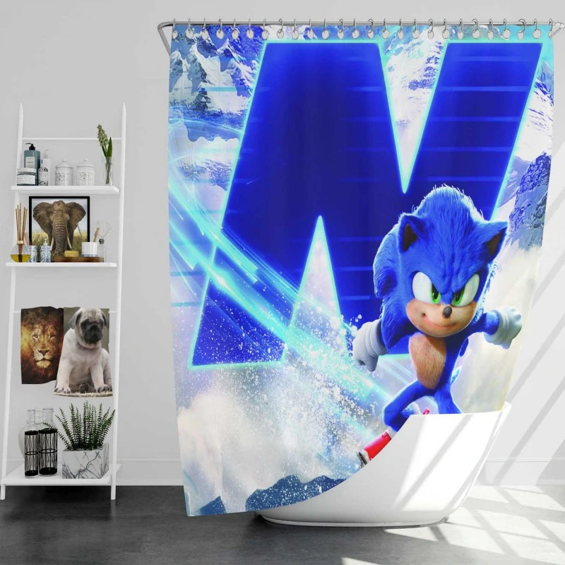 Sonic The Hedgehog 2 Kids Movie Bath Shower Curtain
