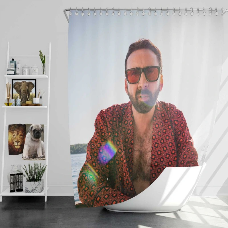 The Unbearable Weight Of Massive Talent Movie Nicolas Cage Bath Shower Curtain