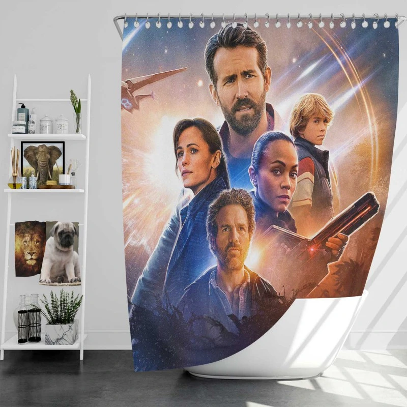 The Adam Project Movie Ryan Reynolds Zoe Saldana Bath Shower Curtain