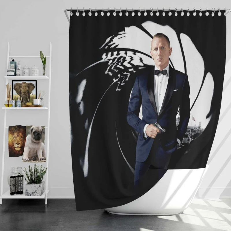 Skyfall Movie James Bond Daniel Craig Bath Shower Curtain
