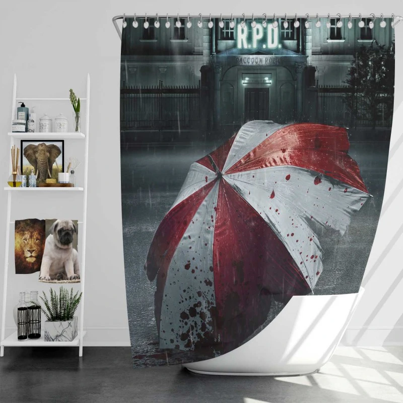Resident Evil Welcome To Raccoon City Movie Umbrella Bath Shower Curtain