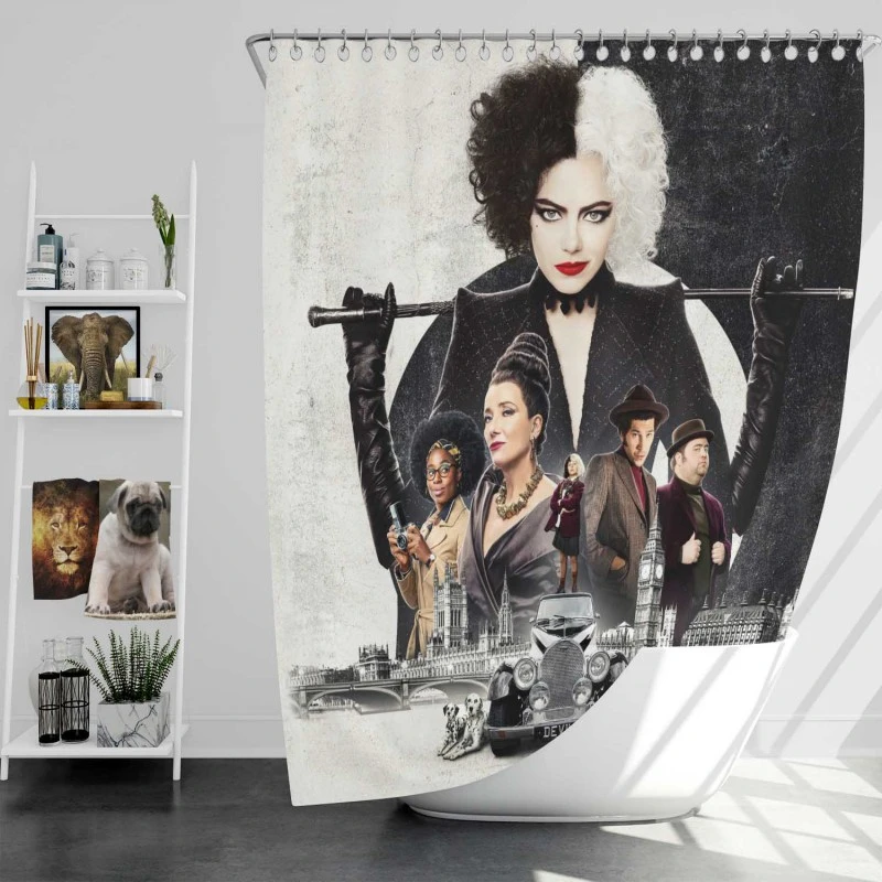Cruella De Vil Movie Emma Stone Bath Shower Curtain
