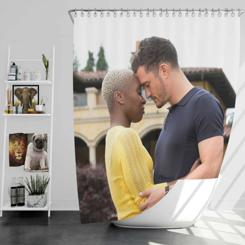 Needle In A Timestack Movie Orlando Bloom Cynthia Erivo Bath Shower Curtain