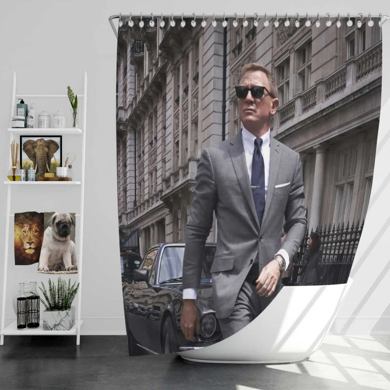 No Time To Die Movie Daniel Craig James Bond Bath Shower Curtain