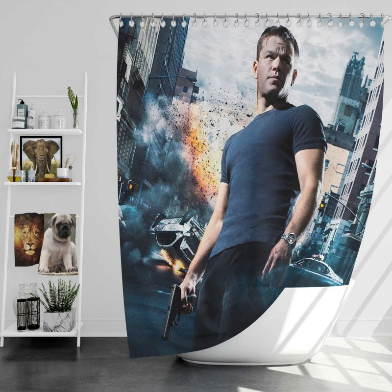 The Bourne Ultimatum Movie Matt Damon Bath Shower Curtain