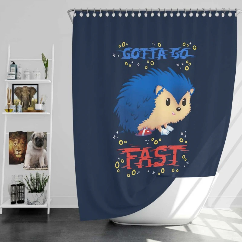 Sonic The Hedgehog Movie Gotta Go Fast Bath Shower Curtain