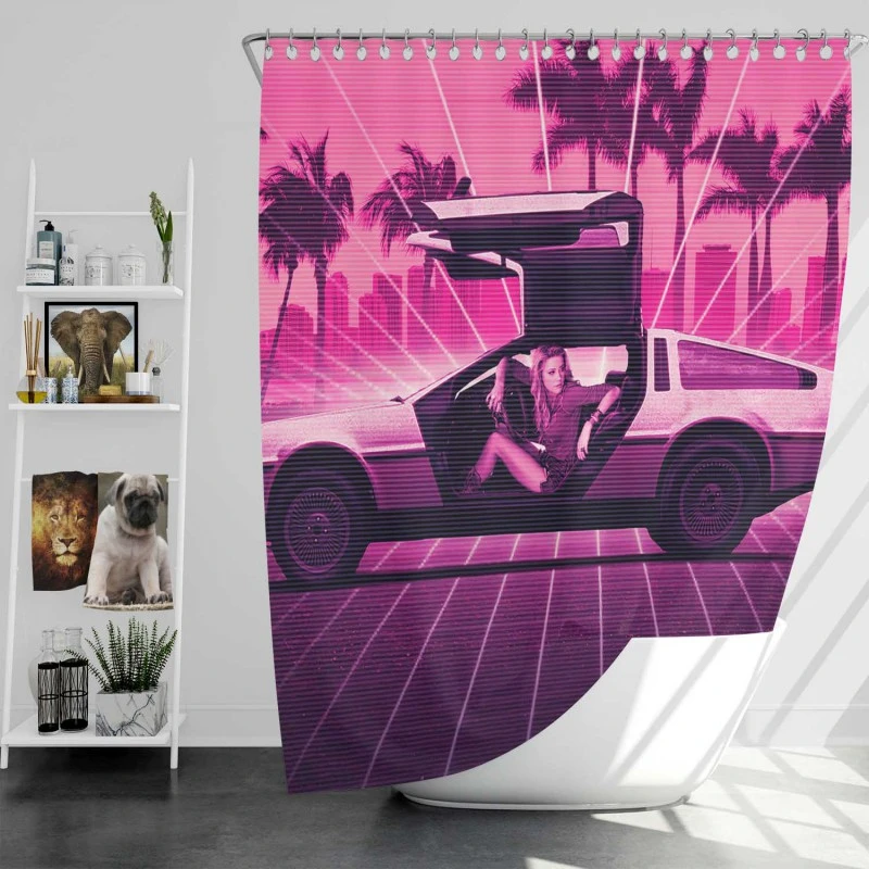Drive Angry Movie Amber Heard Delorean Car Bath Shower Curtain