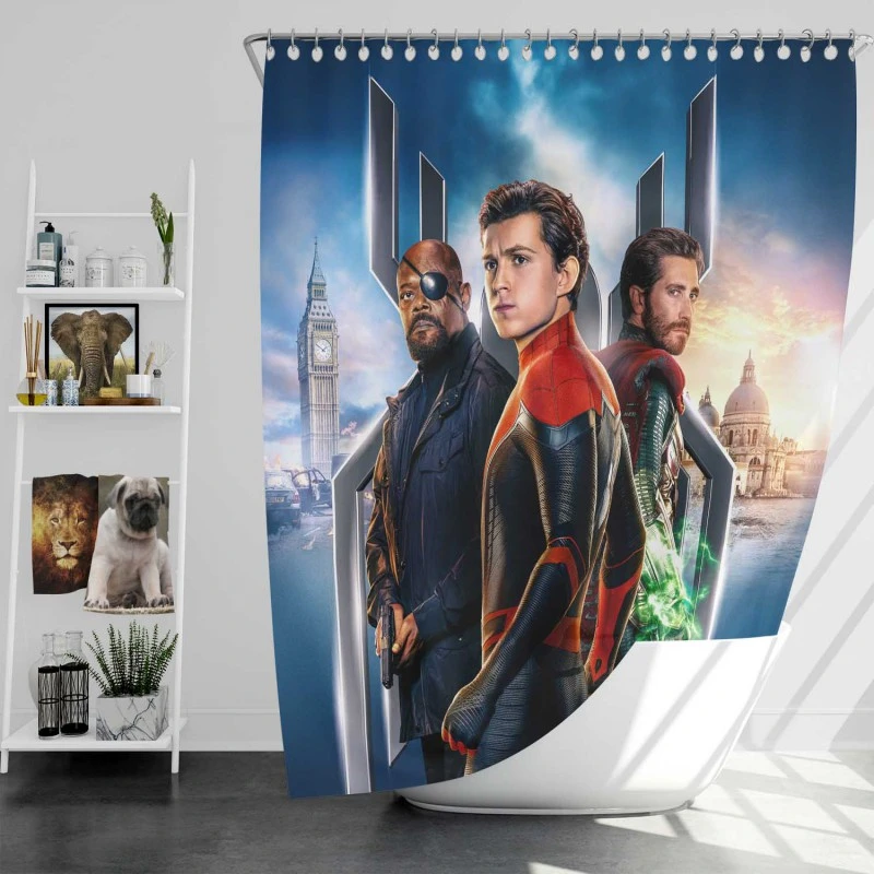 Spider-Man Far From Home Movie Mysterio Nick Fury Bath Shower Curtain