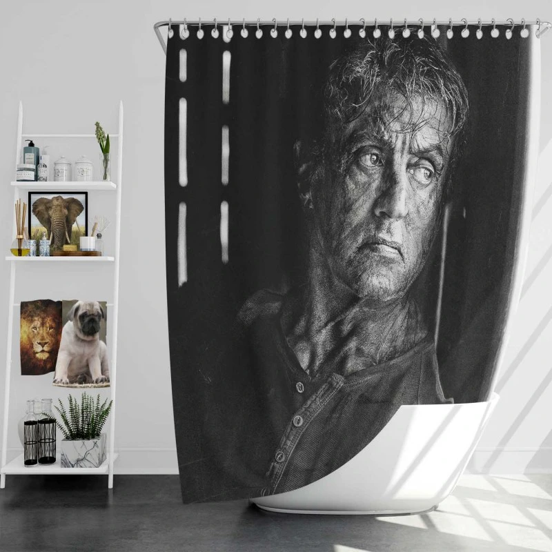 Rambo Last Blood Movie Sylvester Stallone Bath Shower Curtain